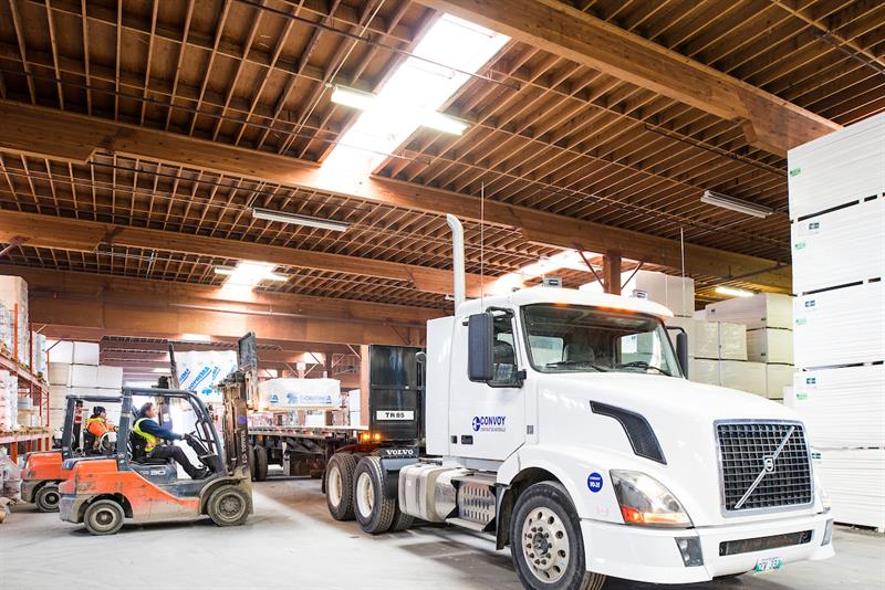 A truck with loaded product.